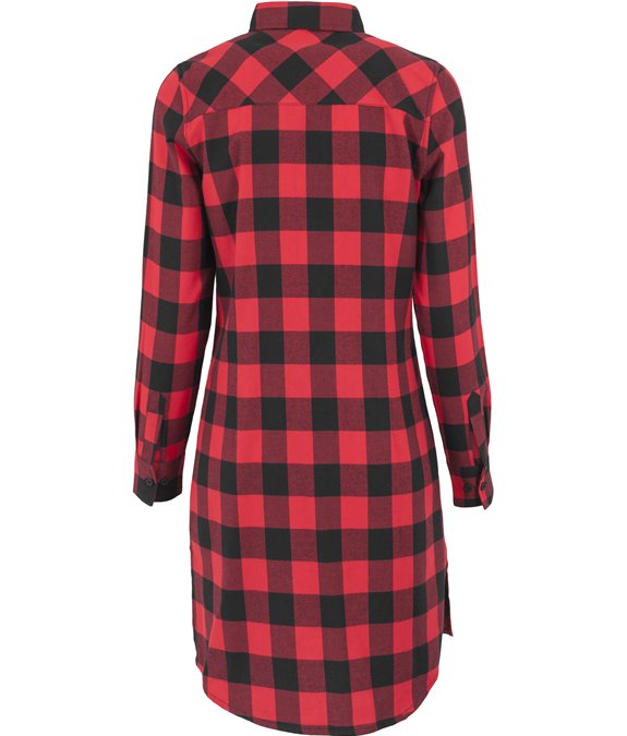 Ladies Checked Flanell Shirt Dress Black red 3